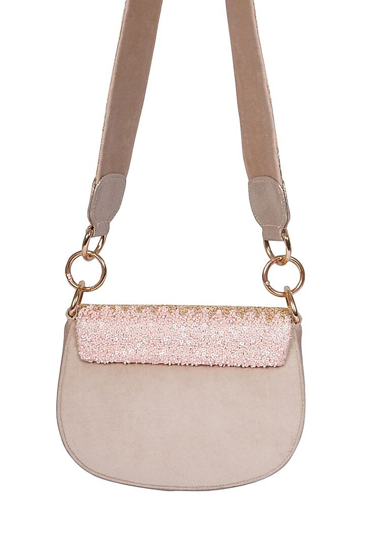 Multi-Colored Suede Sequins Embroidered Ombre Saddle Bag by Veruschka By Payal Kothari at Pernia's Pop Up Shop