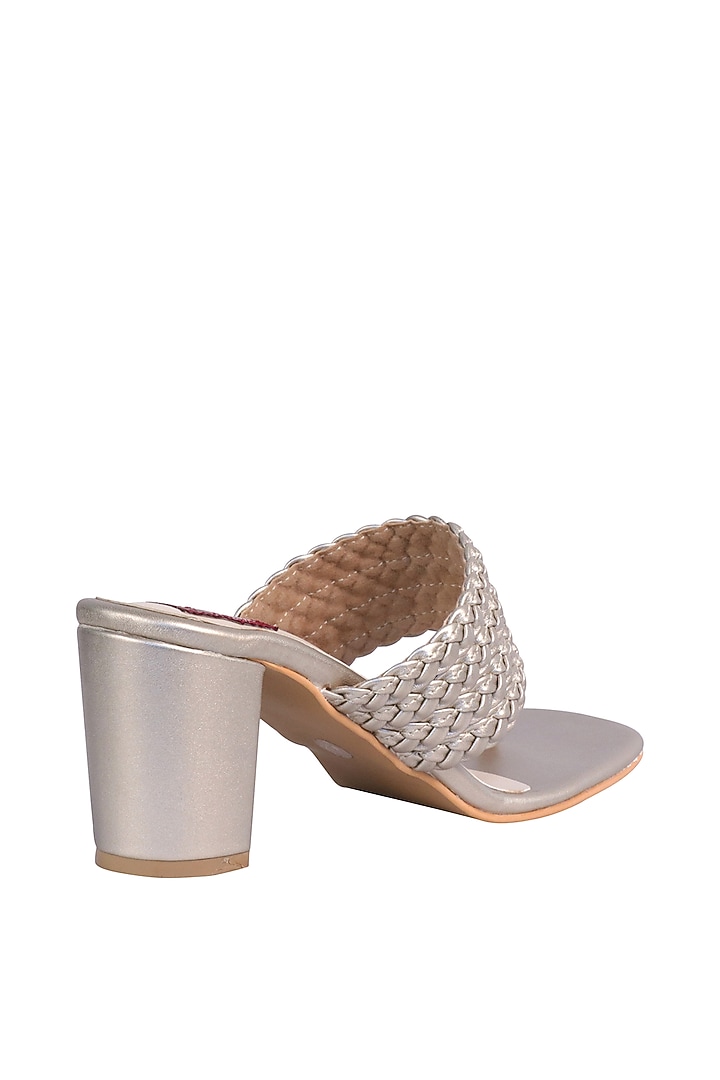 Cream Gold Sandals With Block Heels by Veruschka By Payal Kothari at Pernia's Pop Up Shop