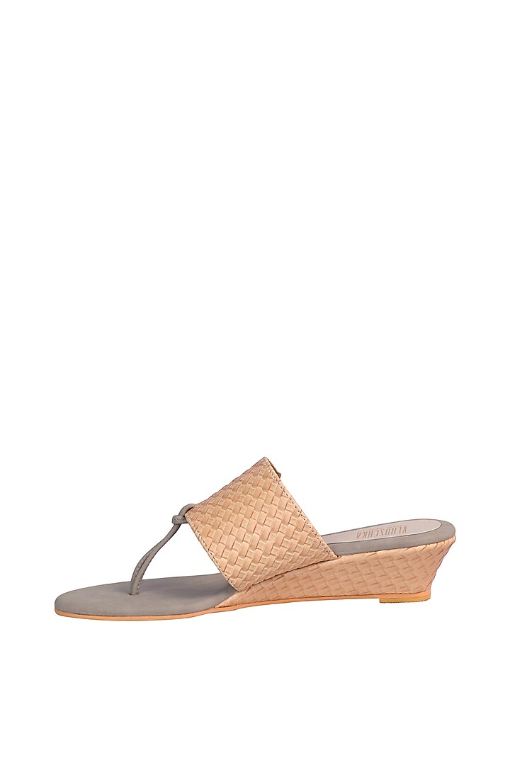 Yellow & Grey Textured Sandals by Veruschka By Payal Kothari at Pernia's Pop Up Shop