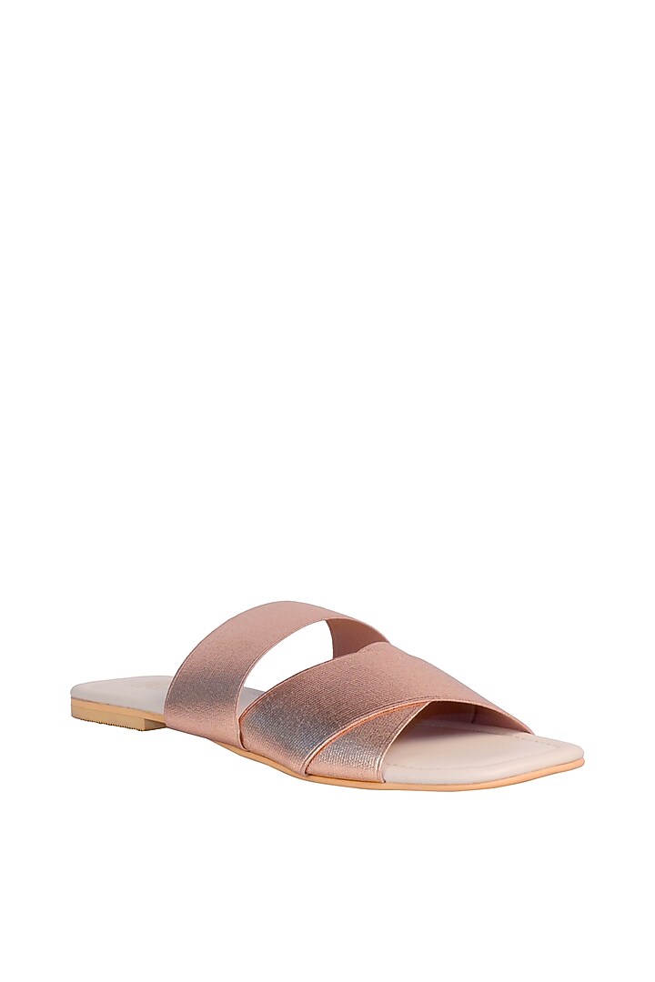 Rose Gold & Cream Adjustable Flats by Veruschka By Payal Kothari at Pernia's Pop Up Shop