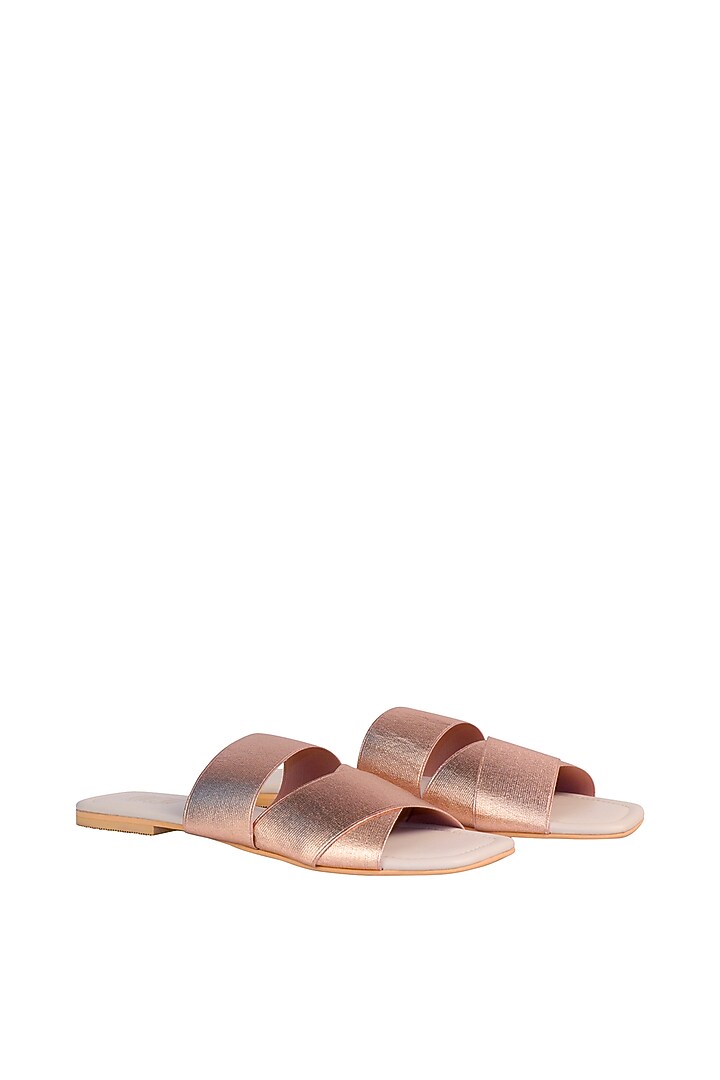 Rose Gold & Cream Adjustable Flats by Veruschka By Payal Kothari at Pernia's Pop Up Shop