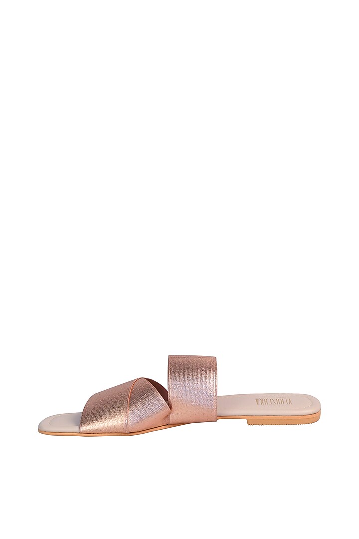 Rose Gold & Cream Adjustable Flats by Veruschka By Payal Kothari at Pernia's Pop Up Shop