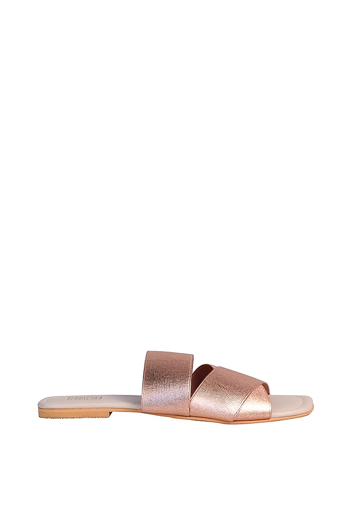 Rose Gold & Cream Adjustable Flats by Veruschka By Payal Kothari at Pernia's Pop Up Shop