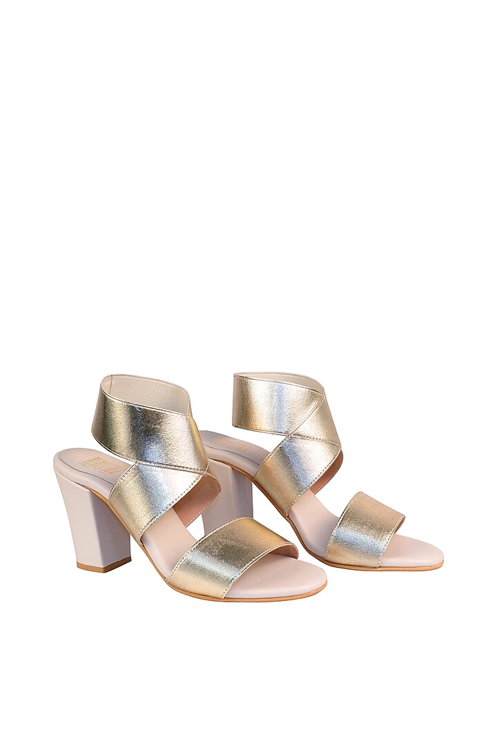 Gold & Cream Bandage Sandals by Veruschka By Payal Kothari at Pernia's Pop Up Shop