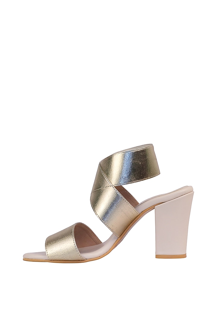 Gold & Cream Bandage Sandals by Veruschka By Payal Kothari at Pernia's Pop Up Shop