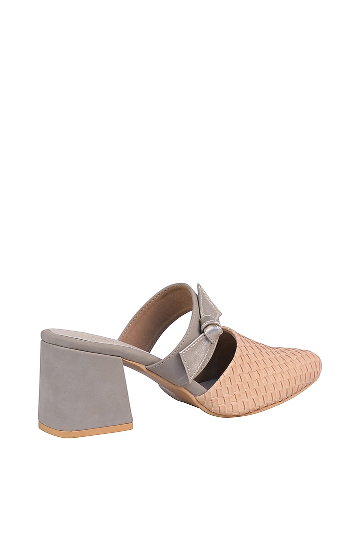 Yellow & Grey Mules With Geometric Block Heels by Veruschka By Payal Kothari at Pernia's Pop Up Shop