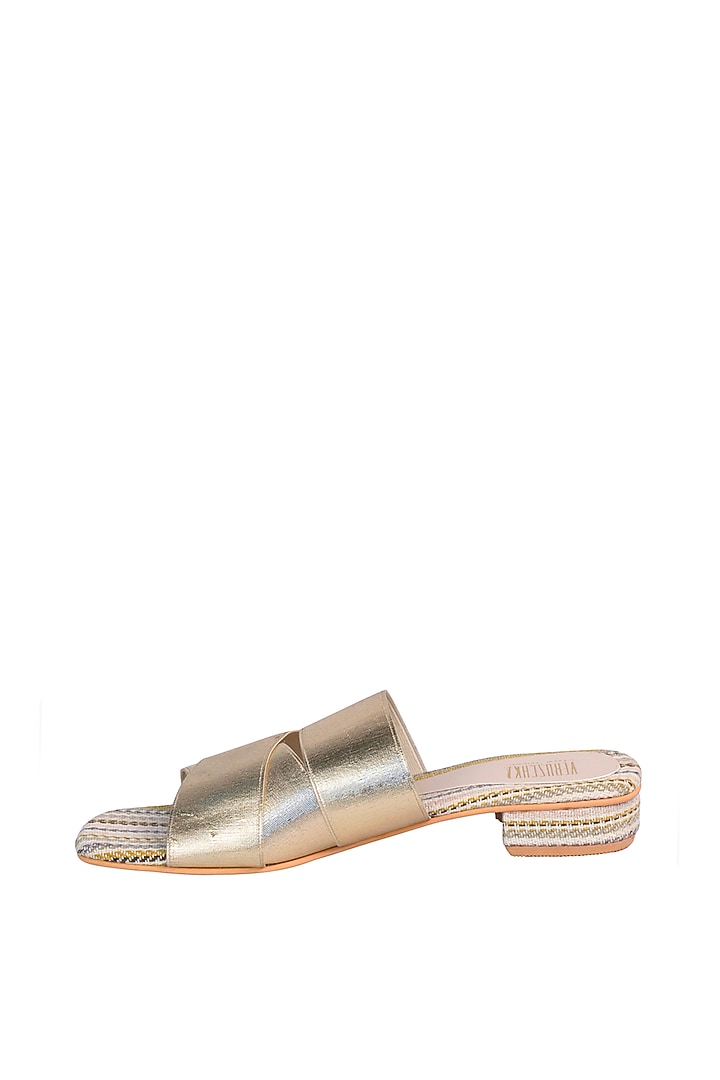Gold & Cream Strappy Sandals by Veruschka By Payal Kothari at Pernia's Pop Up Shop