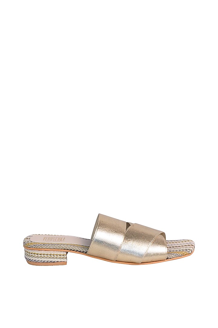 Gold & Cream Strappy Sandals by Veruschka By Payal Kothari at Pernia's Pop Up Shop