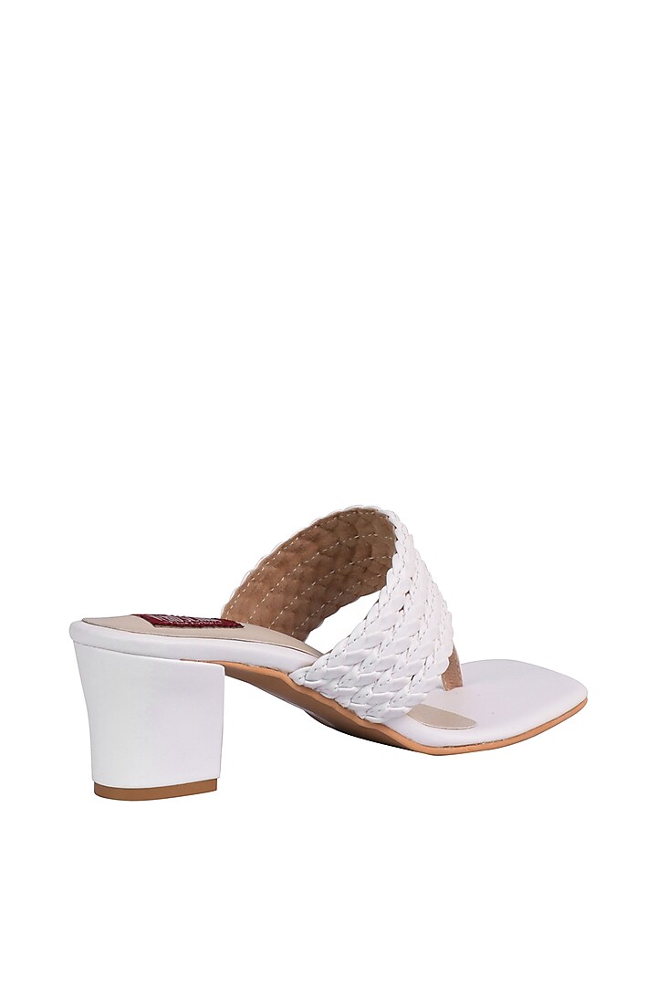 White Sandals With Pleated Upper Straps by Veruschka By Payal Kothari at Pernia's Pop Up Shop