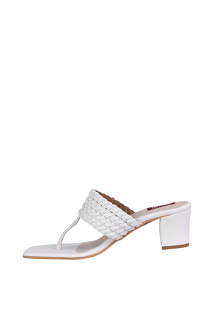 White Sandals With Pleated Upper Straps by Veruschka By Payal Kothari at Pernia's Pop Up Shop