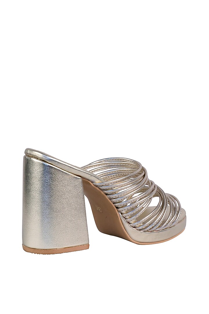 Gold Sandals With Block Heels by Veruschka By Payal Kothari at Pernia's Pop Up Shop