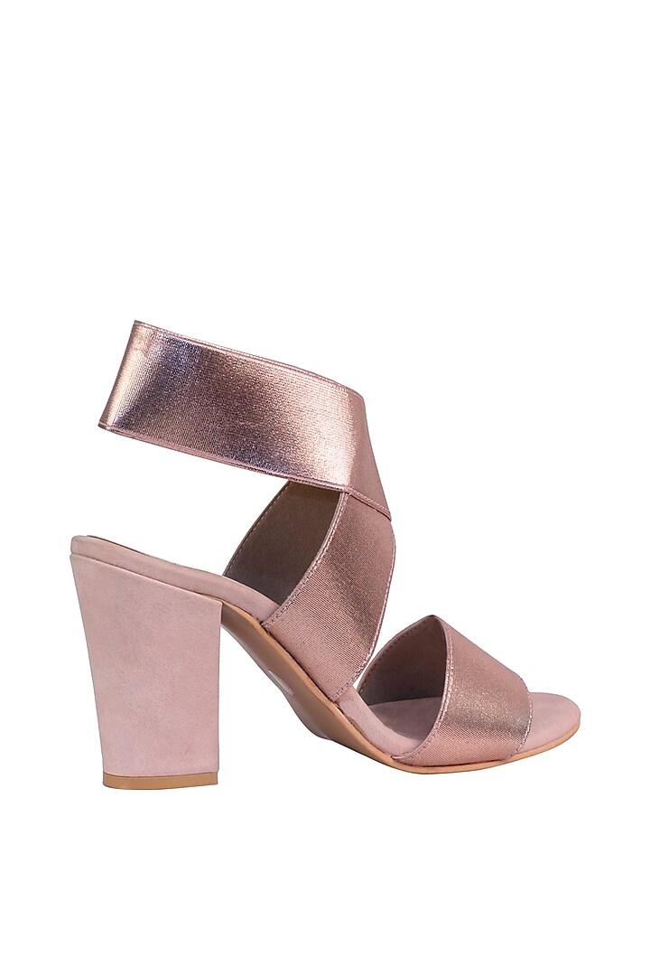 Rose Gold & Pink Adjustable Bandage Sandals by Veruschka By Payal Kothari at Pernia's Pop Up Shop