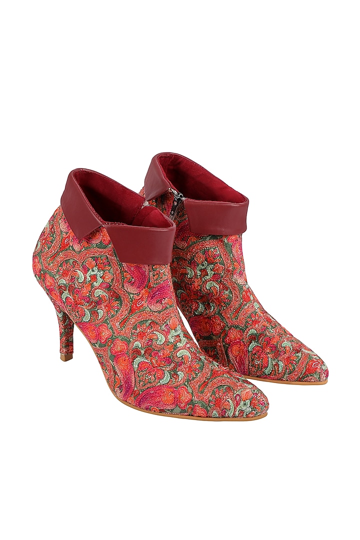 Multi Colored Kashmiri Embroidered Boots by Veruschka By Payal Kothari at Pernia's Pop Up Shop
