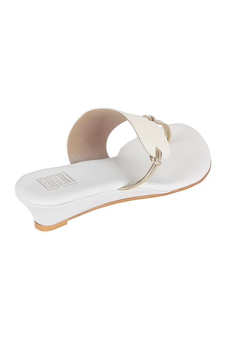White & Gold Metallic Wedges by Veruschka By Payal Kothari at Pernia's Pop Up Shop