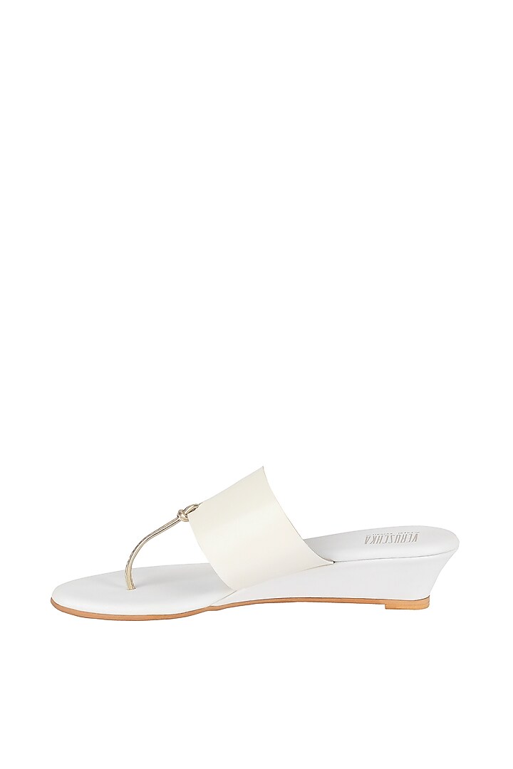White & Gold Metallic Wedges by Veruschka By Payal Kothari at Pernia's Pop Up Shop
