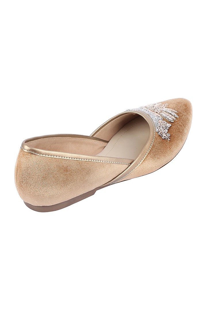 Rose Gold Sequins Embroidered Mojdi by Veruschka By Payal Kothari at Pernia's Pop Up Shop