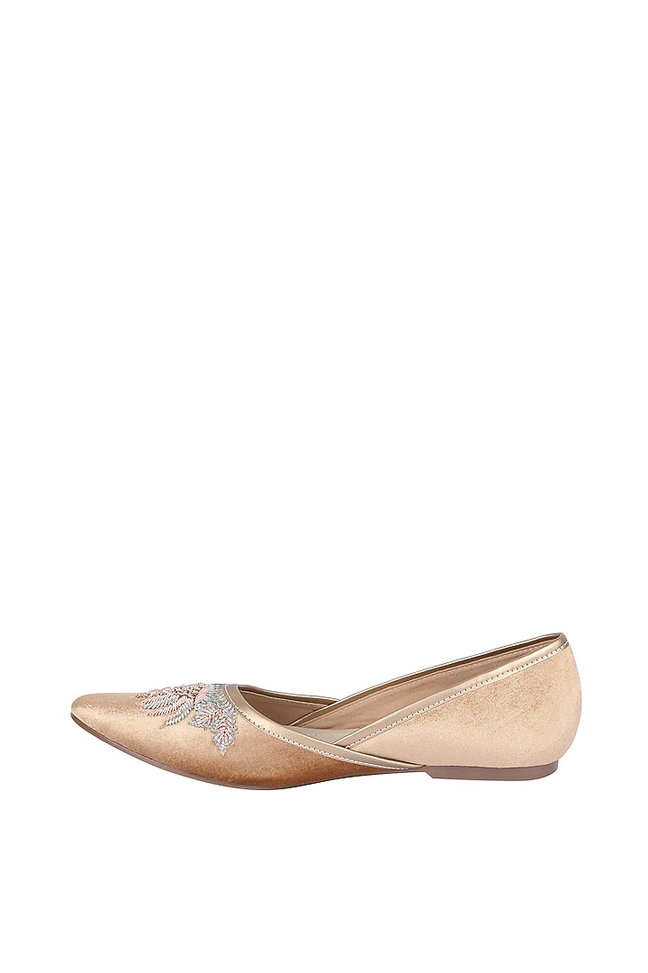 Rose Gold Sequins Embroidered Mojdi by Veruschka By Payal Kothari at Pernia's Pop Up Shop