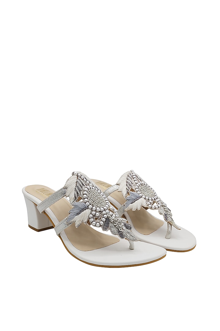White Faux Leather Sandals by Veruschka By Payal Kothari at Pernia's Pop Up Shop