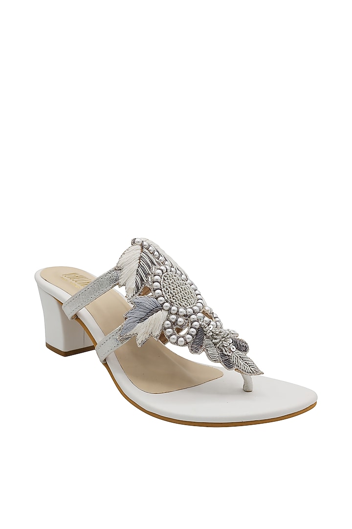 White Faux Leather Sandals by Veruschka By Payal Kothari at Pernia's Pop Up Shop