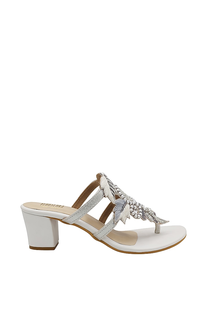 White Faux Leather Sandals by Veruschka By Payal Kothari at Pernia's Pop Up Shop
