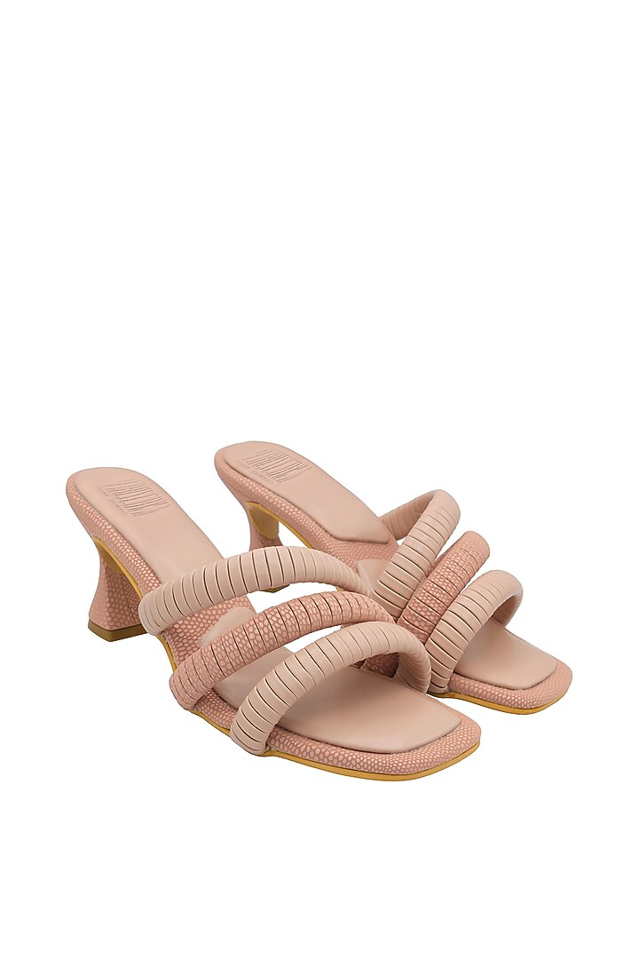 Pink Strappy Faux Leather Sandals by Veruschka By Payal Kothari at Pernia's Pop Up Shop