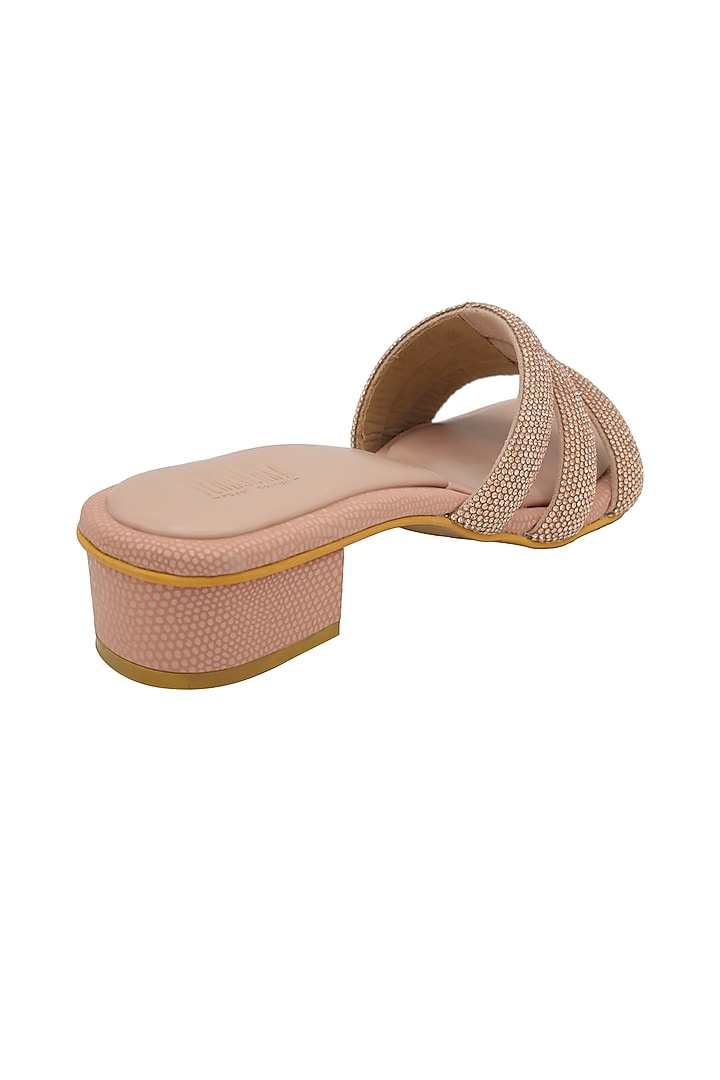 Rose Gold & Pink Faux Leather Sandals by Veruschka By Payal Kothari at Pernia's Pop Up Shop