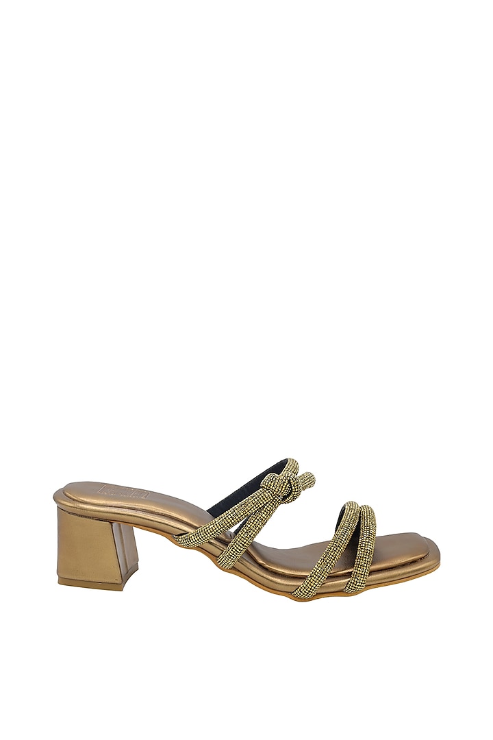 Antique Gold Faux Leather Sandals by Veruschka By Payal Kothari