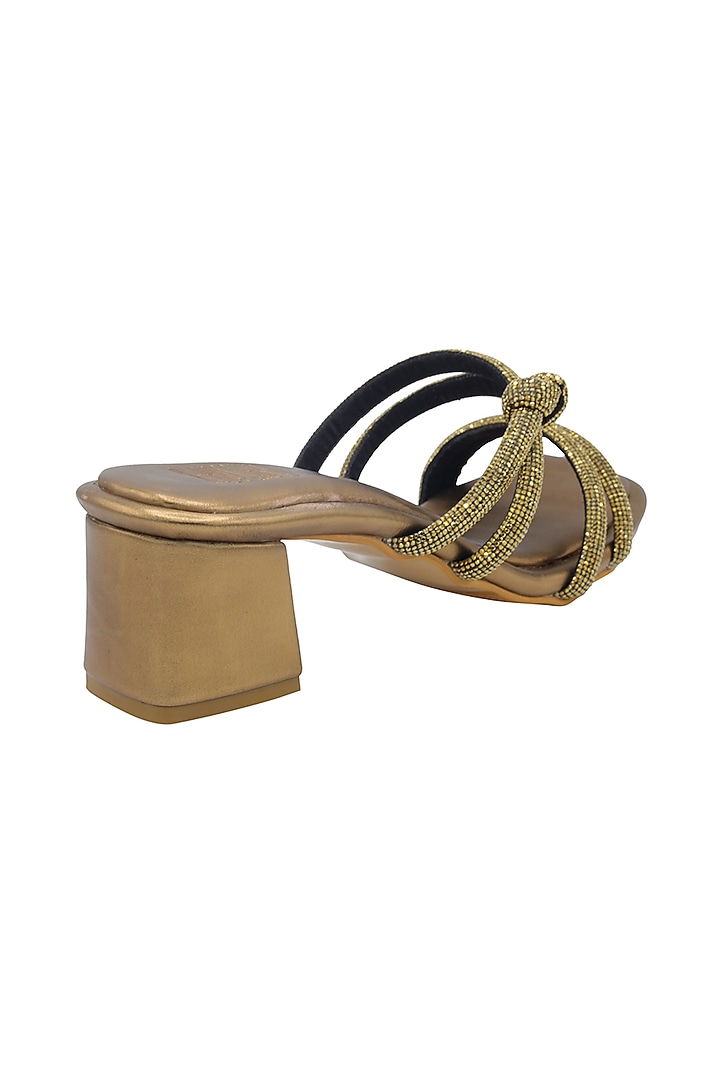 Antique Gold Faux Leather Sandals by Veruschka By Payal Kothari at Pernia's Pop Up Shop