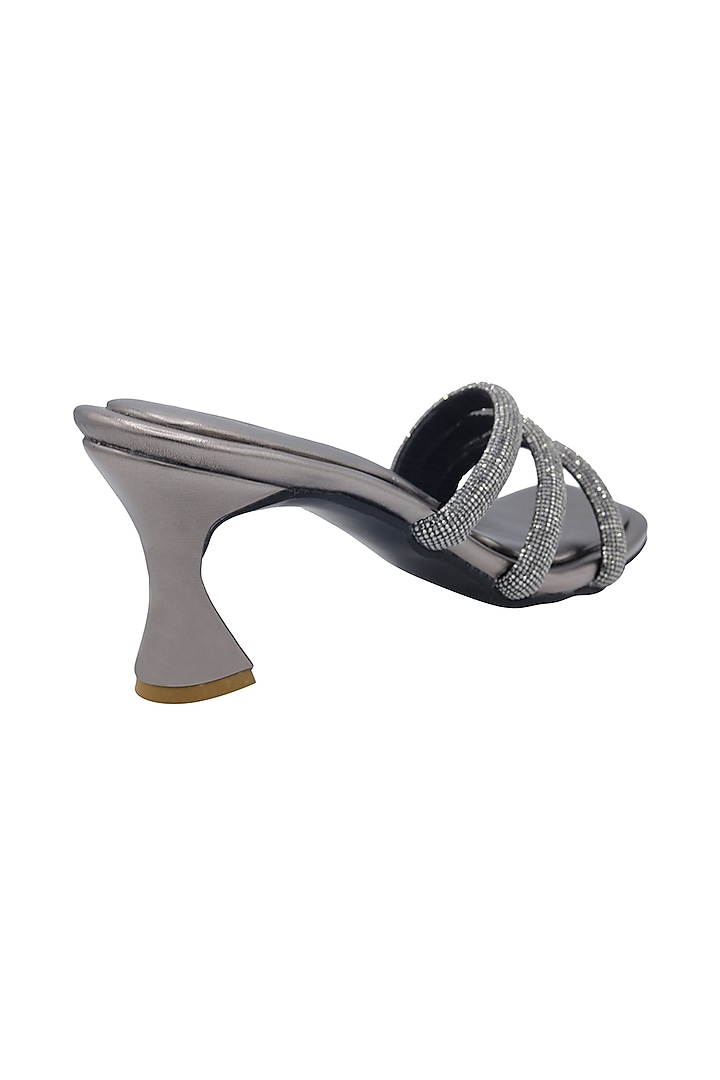 Pewter Faux Leather Sandals by Veruschka By Payal Kothari at Pernia's Pop Up Shop