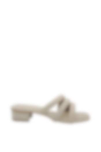 Cream Strappy Faux Leather Sandals by Veruschka By Payal Kothari