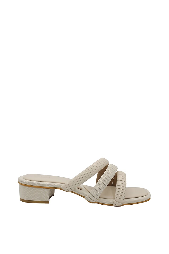 Cream Strappy Faux Leather Sandals by Veruschka By Payal Kothari
