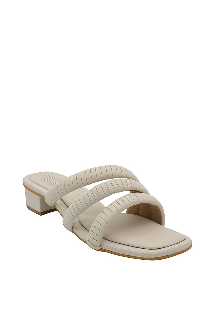 Cream Strappy Faux Leather Sandals by Veruschka By Payal Kothari at Pernia's Pop Up Shop