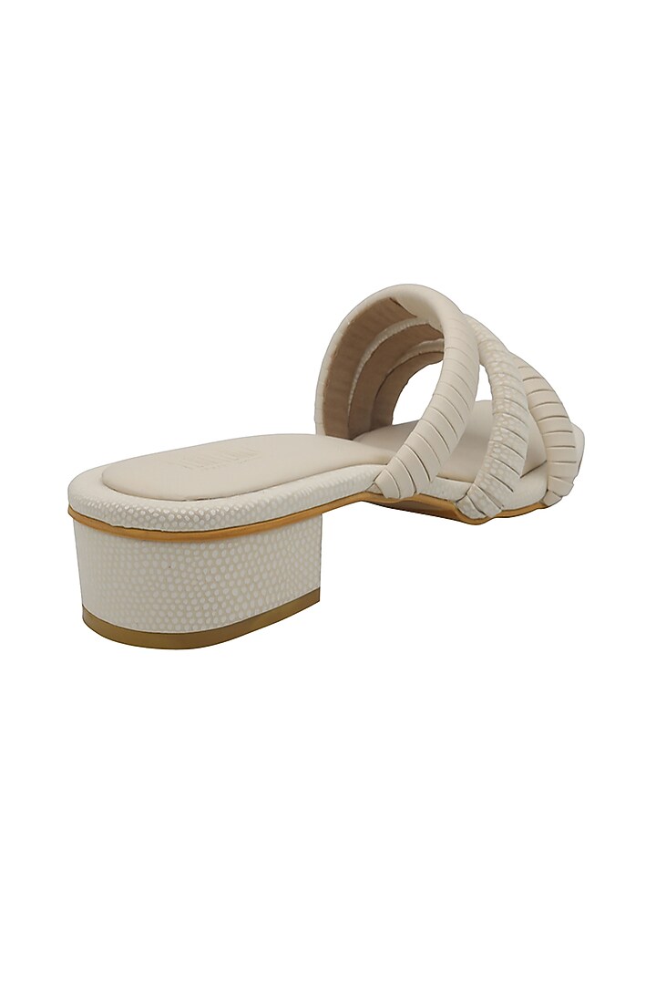 Cream Strappy Faux Leather Sandals by Veruschka By Payal Kothari at Pernia's Pop Up Shop