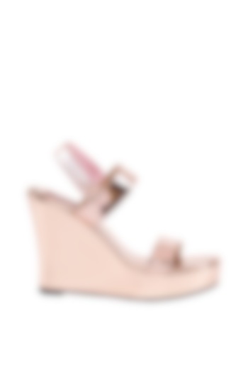 Rose Gold Wedges With Metallic Straps by Veruschka By Payal Kothari