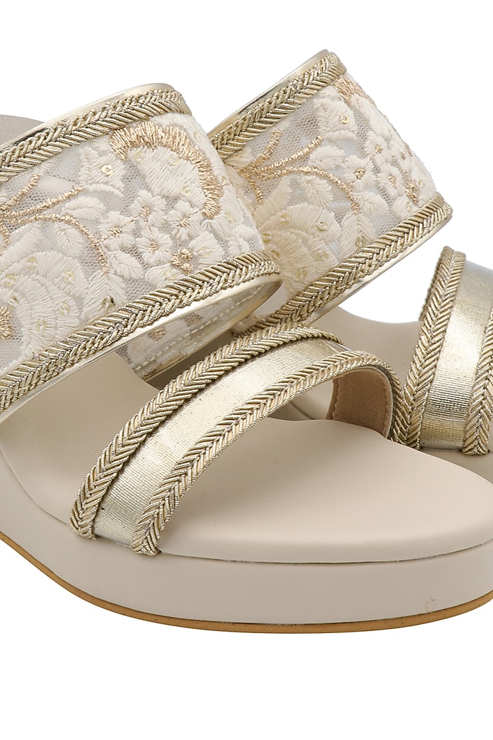 Cream Slip-On Wedges by Veruschka By Payal Kothari at Pernia's Pop Up Shop