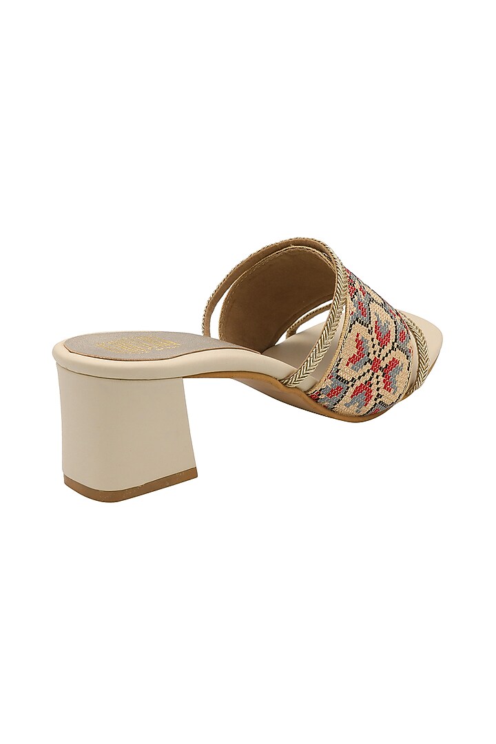 Cream Slip-On Block Heels by Veruschka By Payal Kothari at Pernia's Pop Up Shop
