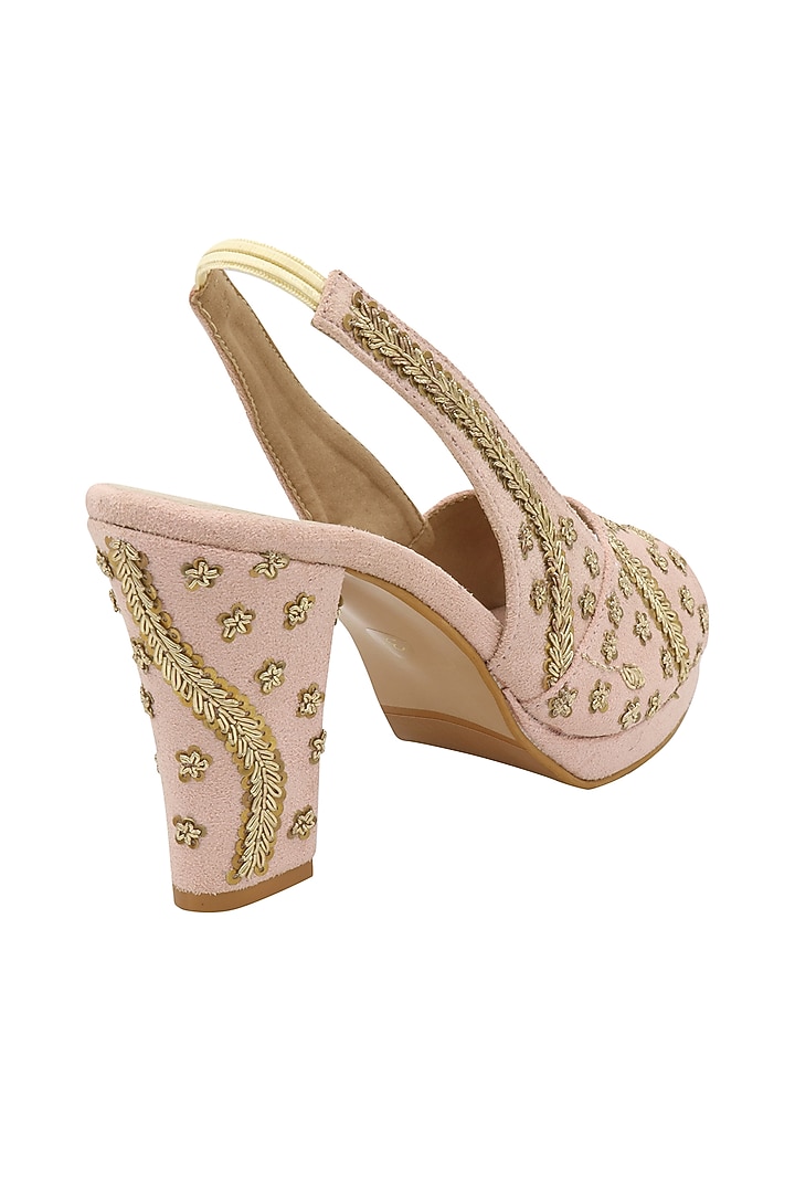 Blush Pink Zardosi Embroidered Toe-Sandals by Veruschka By Payal Kothari at Pernia's Pop Up Shop