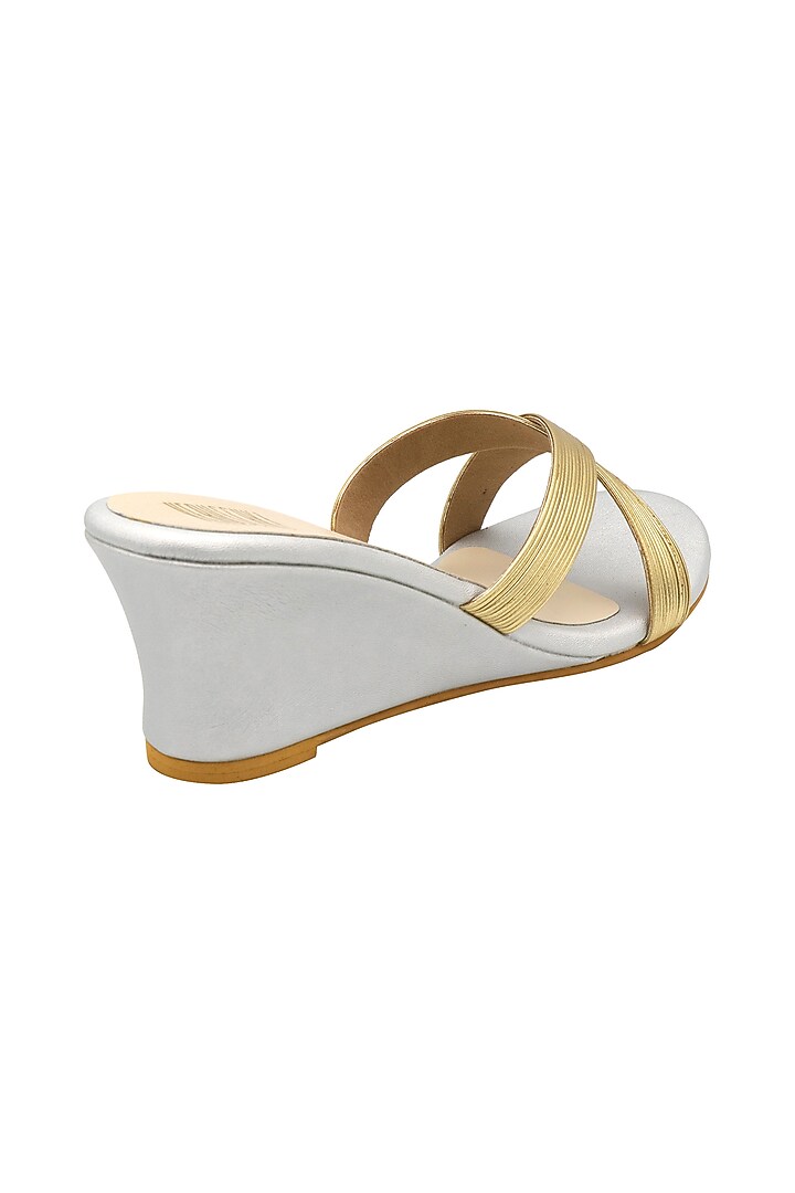 Silver & Gold Slip-On Wedges by Veruschka By Payal Kothari at Pernia's Pop Up Shop