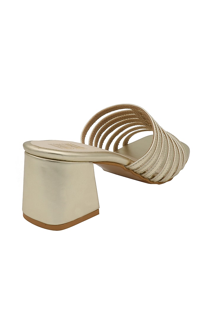 Gold Slip-On Block Heels by Veruschka By Payal Kothari at Pernia's Pop Up Shop