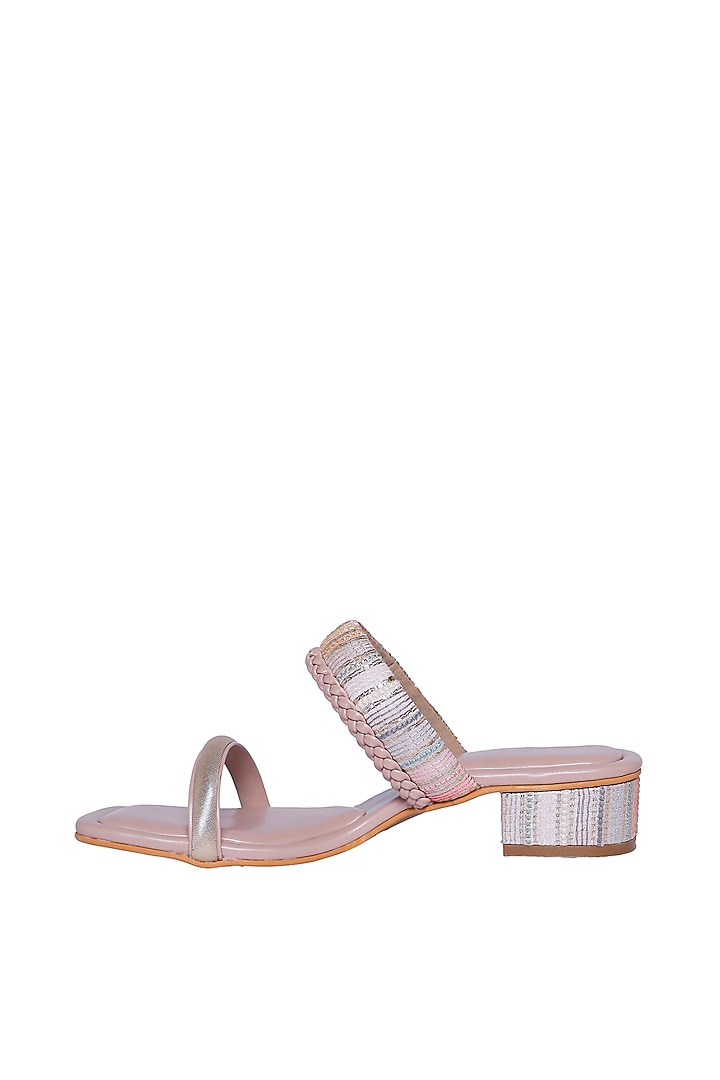 Pink Vegan Leather Block Heels by Veruschka By Payal Kothari at Pernia's Pop Up Shop
