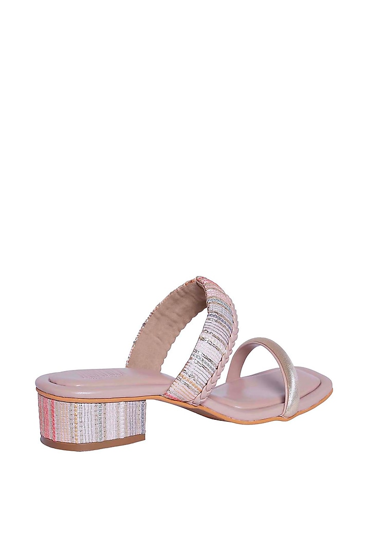 Pink Vegan Leather Block Heels by Veruschka By Payal Kothari at Pernia's Pop Up Shop