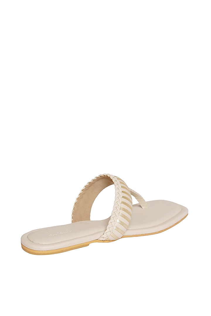 Cream Vegan Leather Thong Sandals by Veruschka By Payal Kothari at Pernia's Pop Up Shop