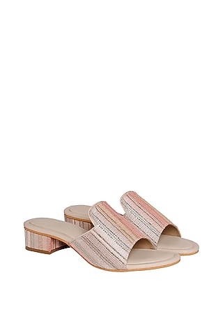Pink Block Heels in Vegan Leather by Veruschka By Payal Kothari