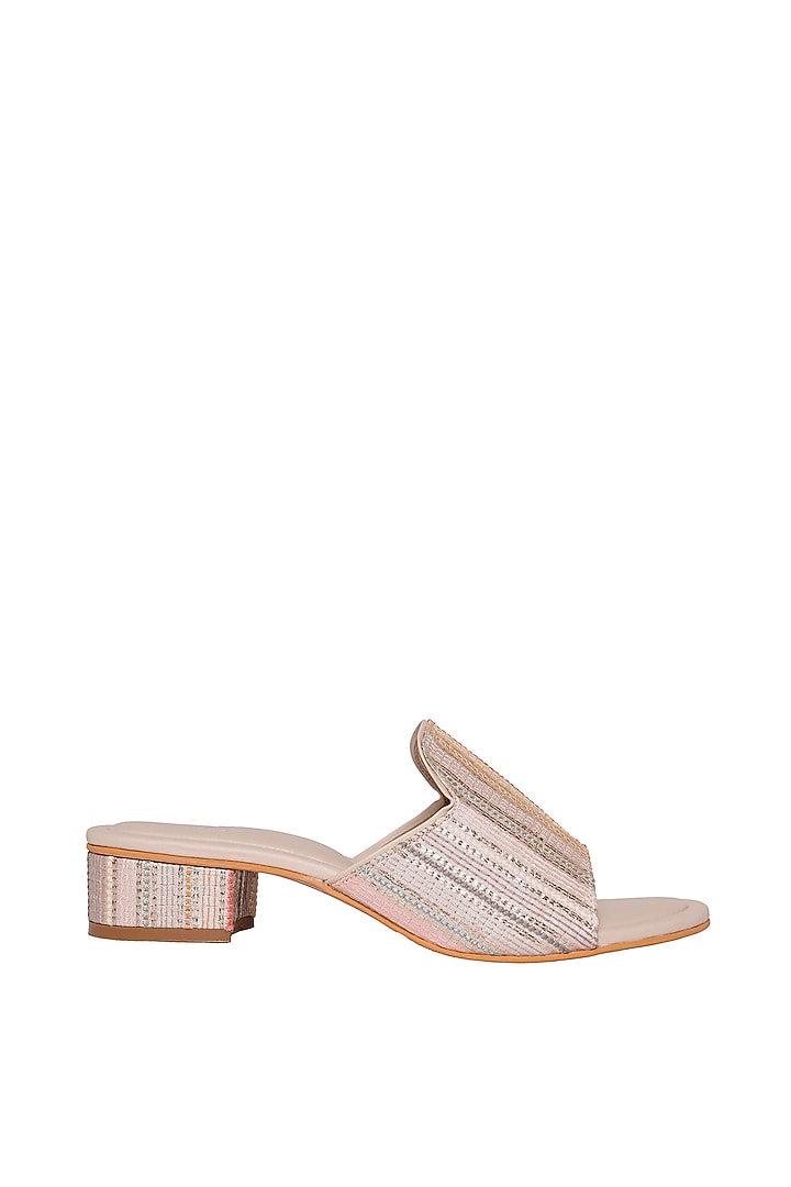 Pink Block Heels in Vegan Leather by Veruschka By Payal Kothari at Pernia's Pop Up Shop