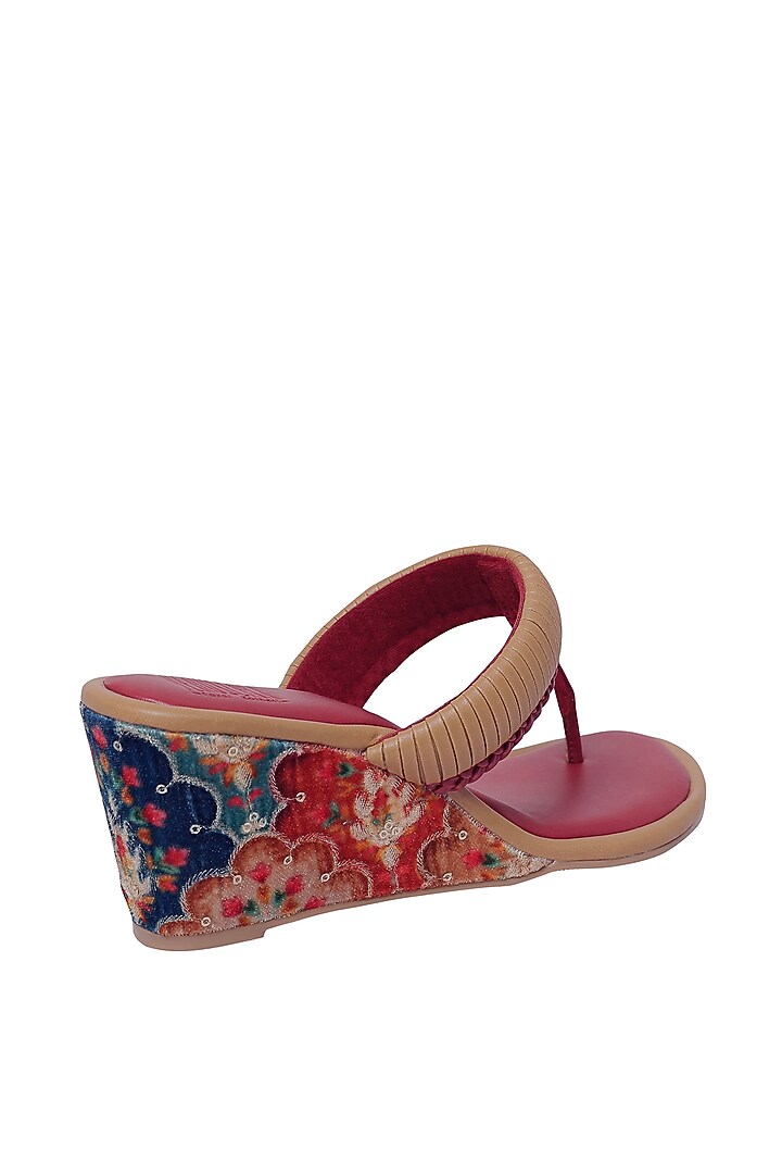 Maroon Vegan Leather Wedges by Veruschka By Payal Kothari at Pernia's Pop Up Shop
