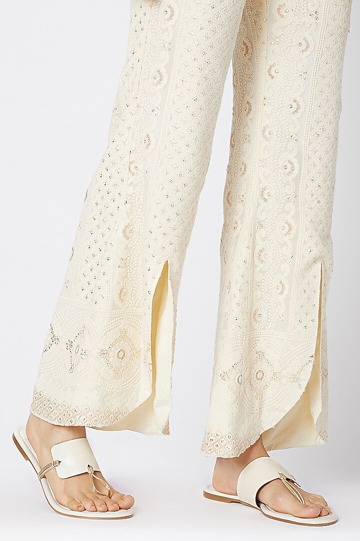White & Gold Metallic Flats by Veruschka By Payal Kothari at Pernia's Pop Up Shop