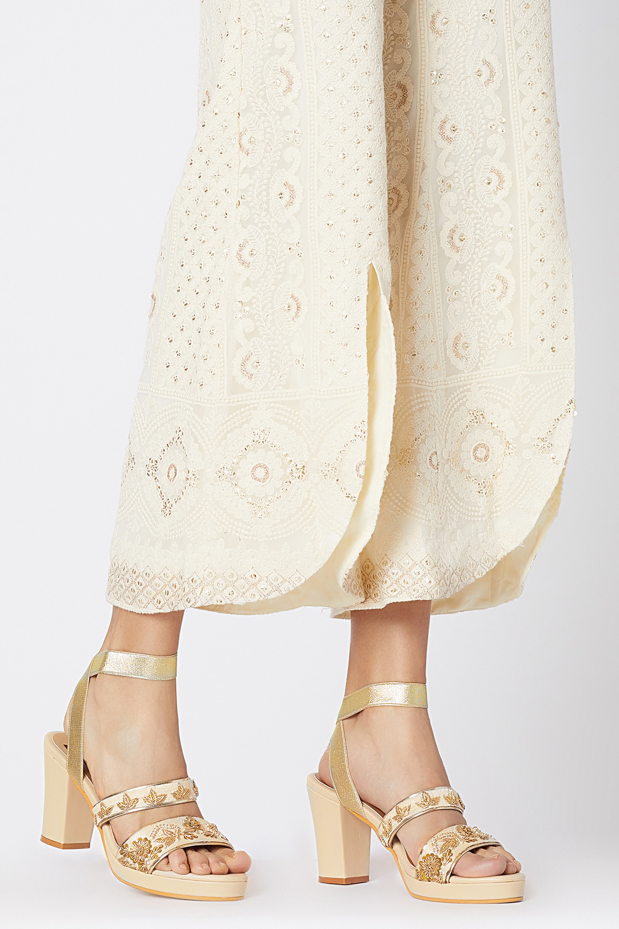cream and gold heels