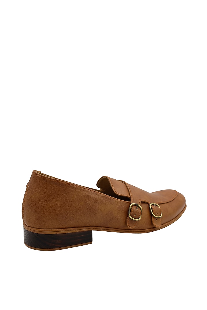 Tan Faux Leather Handcrafted Loafers by PAKO at Pernia's Pop Up Shop