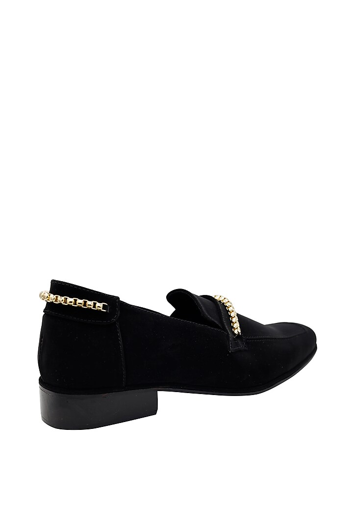 Black Micro-Suede Handcrafted Loafers by PAKO at Pernia's Pop Up Shop