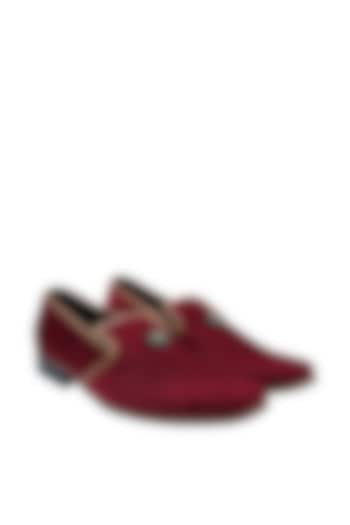 Maroon Suede Handcrafted Loafers by PAKO